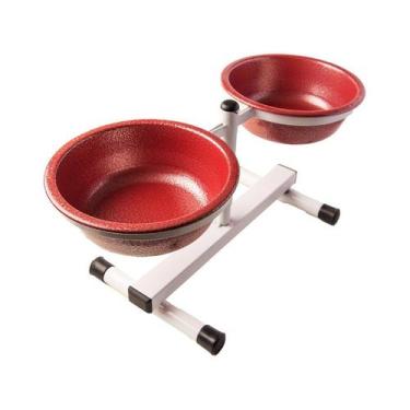 Imagem de Comedouro Royale Regulável Vermelho para Cães - Tamanho Médio