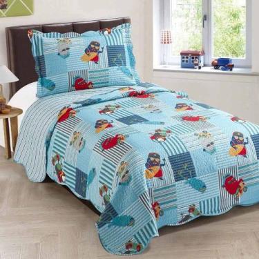 Imagem de Cobre Leito Colcha Dupla Face Solteiro Infantil Evolution Patchwort Ca