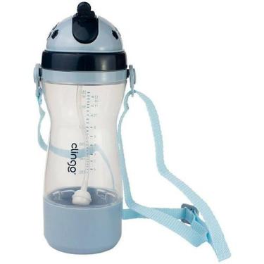 Imagem de Garrafa Infantil com Porta Biscoito 240ML Clingo, MARINHO