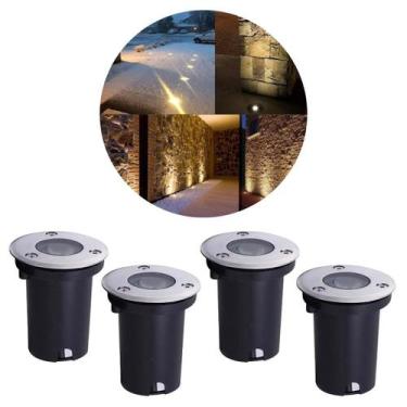 Imagem de Kit 4 Balizadores Led SMD Blindado 1W Bivolt Spot De Embutir Em Piso C