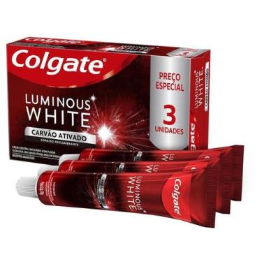 Imagem de Kit Creme Dental Colgate Luminous White Carvão Ativado Com 3 Unidades