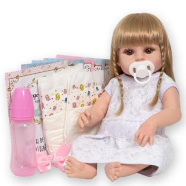 Imagem de Bebe Tipo Reborn Menina Corpo de Vinil Loira Fofinha + Itens - Cegonha