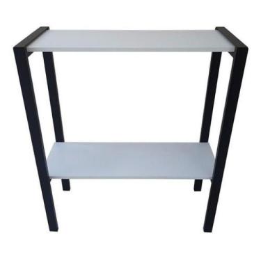 Imagem de Aparador Prateleira Dupla Industrial Mônaco Mdf Branco 80Cm - Belolar