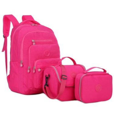 Imagem de Kit Mochila Feminina Escolar Tactel Linda Notebook Leve e Resistente I
