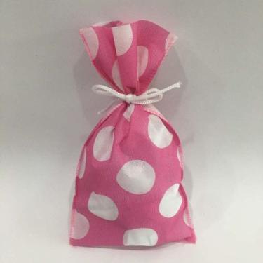 Imagem de SACO PARA LEMBRANCINHA ESTAMPADO ROSA BOLA BRANCO 0,13X 0,25 m - Fasci