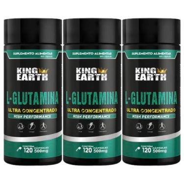 Imagem de 3 Potes de Glutamina 120 Cps 500mg - Rei Terra
