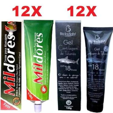 Imagem de Kit 12 Pomada Massageadora Mil Dores + 12 Gel Massageador Cartilagem d