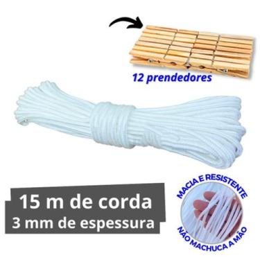 Imagem de Kit Varal Teto Externo + prendedor de Madeira Resistente  - Passamanar
