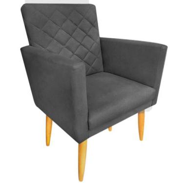 Imagem de Poltrona Maitê Suede Grafite para leitura - 2M Decor