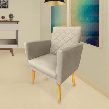 Imagem de Poltrona Decorativa Maitê Suede Bege para leitura - 2M Decor