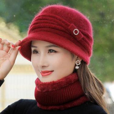 Imagem de Chapéu De Inverno Feminino Pele Forrado Com  Cachecol - ElaShopp