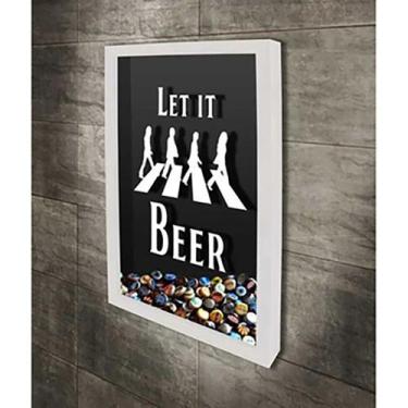 Imagem de Quadro Porta Tampinhas Let it beer. - Quadro Novo, Branco, 45x63