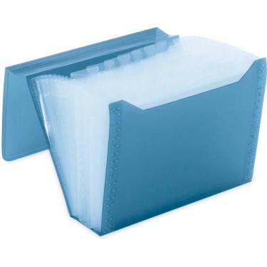 Imagem de Pasta sanfonada plástica duplicata 12div new line azul - GNA