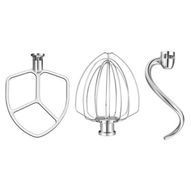 Imagem de Wiselet Kit de acessórios para batedeira KitchenAid 5-6 Qt Bowl-Lift, inclui batedor, batedor de massa, gancho de massa,
