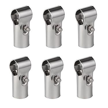 Imagem de 6 peças de braçadeira T de trilho de extremidade de 1 3/20.3 cm, braçadeira em T para cerca de elo de corrente, grampos em T de painel para tubo OD de 1-3/20.3 cm, grampos de cerca de aço galvanizado