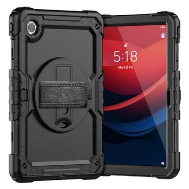 Imagem de Capa de proteção à prova de quedas com suporte de rotação de 360° e alça [suporte de caneta] e capa protetora de tela para tablet Lenovo Tab M10 Plus 3ª geração (TB-125F/128F) 10,6 polegadas (preto)
