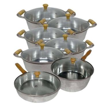 Imagem de Jogo de Panelas de Alumínio Polido om Tampa de Vidro - OkayShop