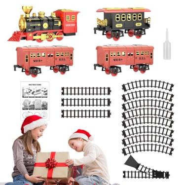Imagem de Conjunto de trem elétrico, trem elétrico para crianças - Conjunto de trem de som de brinquedo de trem elétrico clássico - Modelo de locomotiva Kit ferroviário movido a bateria Brinquedo de Natal para