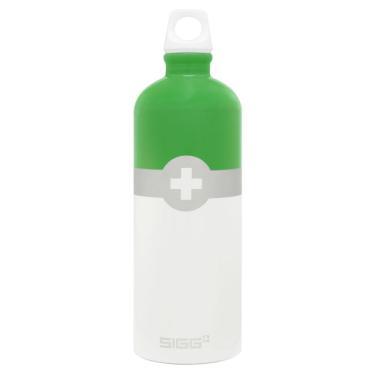 Imagem de Garrafa Siggs Swiss Logo Alumínio 1Lt Verde Branca e Prata
