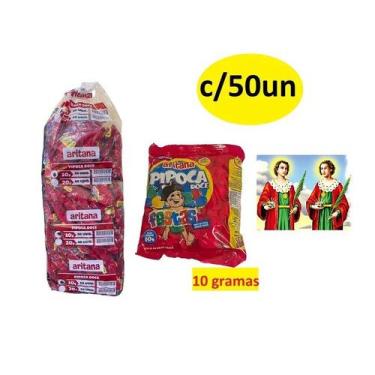 Imagem de Mini Pipoca Doce c/ 50 unidades de 10gr Cosme Damião - Aritana, doce, 