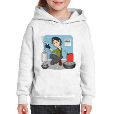 Imagem de Moletom Infantil Mecânica - Foca na Moda, Branco, 4