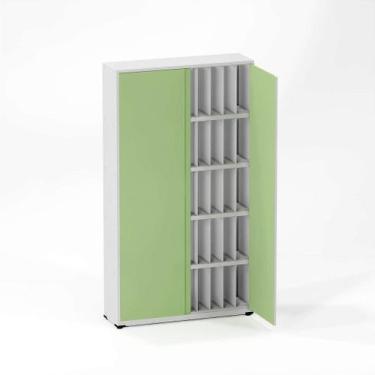 Imagem de Armário Registrador Em Aço 02 Portas Pandin 2,00 m Cinza e Verde Miró