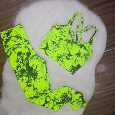 Imagem de Conjunto Legging Marmorizado Top Trançado Academia - BELLA FITNESS, Ve