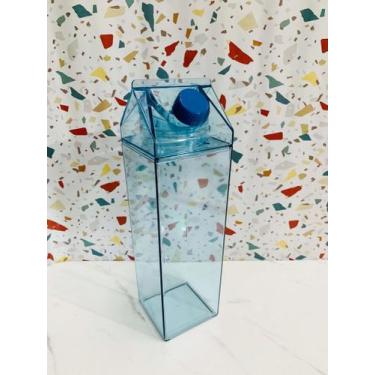 Imagem de Garrafa De Plástico Em Forma De Caixa De Leite Água Sucos Chás 1000ML 