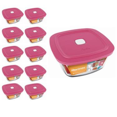 Imagem de Pote Vidro Quadrado Facilita Vap Com Tampa 1L Marinex 10Un - NADIR FIG