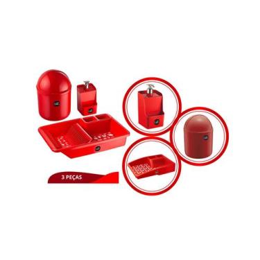 Imagem de Kit Pia Multiuso Vermelho Solido De Plástico - Uz