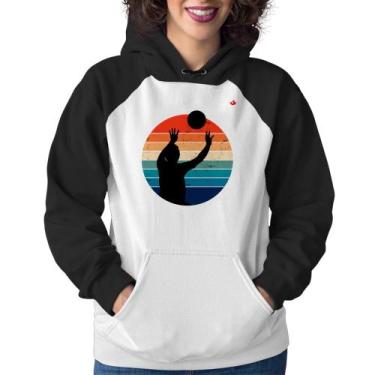 Imagem de Moletom Feminino Vôlei Vintage Sunset - Foca na Moda, Branco, Preto, P
