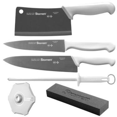 Imagem de Kit de Facas Chef Com Cutelo Branco 6 Peças (BKK-6W1) - Starrett