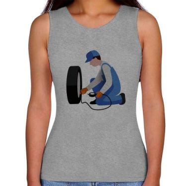 Imagem de Regata Feminina Borracharia - Foca na Moda, Cinza, GG