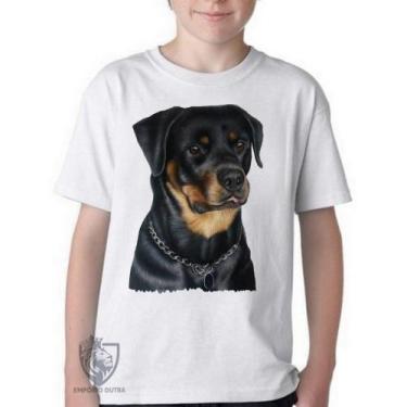 Imagem de Camiseta Infantil ou adulto Rottweiler sério Blusa Criança todos taman