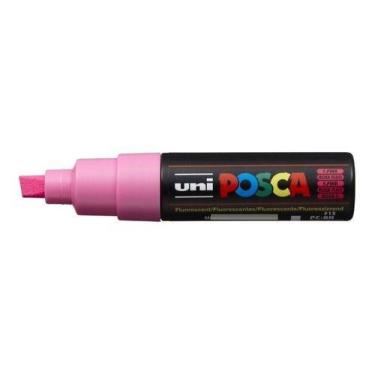 Imagem de Caneta Marcador Uniball Posca Rosa Fluor Pc-8k Chanfrada 8mm - Uni-bal