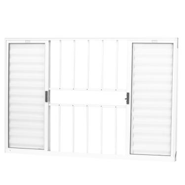 Imagem de Veneziana 6 folhas 1,00x1,20 com grade no alumínio branco