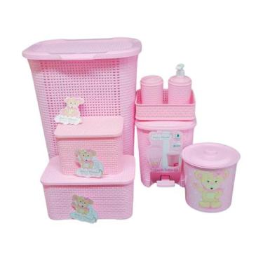 Imagem de Kit Organizador para o Quarto do Bebê com Cesto, Lixeira e Caixa Multi