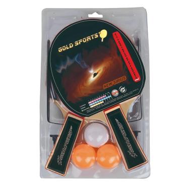 Imagem de Kit Tênis de Mesa Gold Sports New Sirius - 2 Raquetes e 3 Bolas Rede e Suporte-Unissex