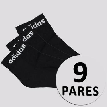 Imagem de Kit Meia Adidas Logo Linear Ankle 9 Pares Preto, M