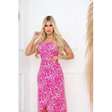 Imagem de CONJUNTO Saia Envelope Midi Longa Transpassada + Cropped Modinha ZEBRA