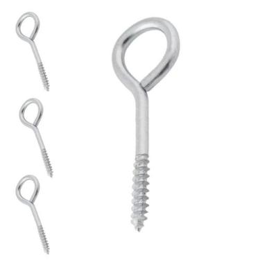 Imagem de Kit 4 Parafuso Gancho Pitão 3,4X60 Para Bucha 6mm Aço Parede Tela Rede