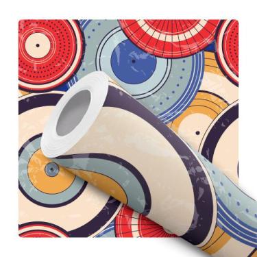 Imagem de Papel De Parede Adesivo Lavável Circulos Abstratos Geométricos Colorid