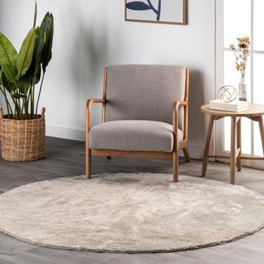 Imagem de nuLOOM Tapete Loni sólido lavável à máquina Shag, 4' redondo, bege