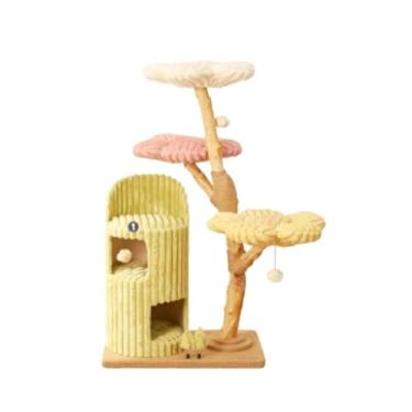 Imagem de Estrutura de escalada luxuosa para casa na árvore para gatos com plataforma de salto grande - Torre Villa para gatos em madeira maciça - Móveis para gatos premium, produtos para animais de estimação(S