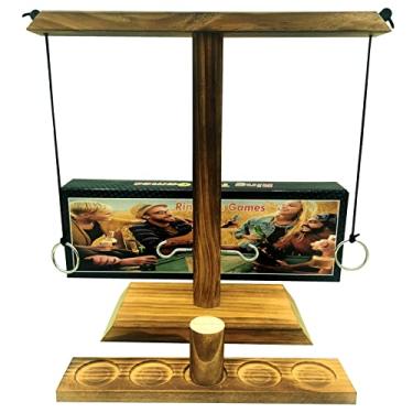 Imagem de ZLSYCH Jogo De Gancho E Anel | Jogo De Arremesso De Anel Para Adultos - Entre No Espírito Natalino Com Um Conjunto De Escada De Tiro De Madeira Feito À Mão Em Ritmo Acelerado - Diversão Interna Ou Ext