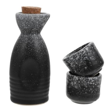 Imagem de Amosfun Conjunto de garrafa de jarra de porcelana com 2 xícaras de saquê conjunto tradicional de saquê para servir saquê quente e frio