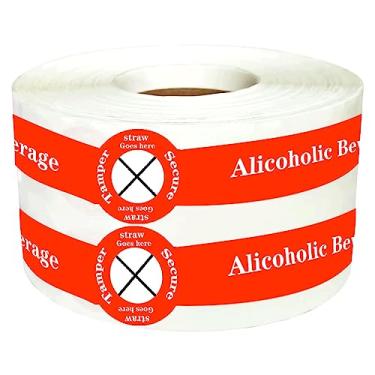 Imagem de Adesivos à prova de adulteração com canudo alcoólico para viagem, 500 peças, adesivos de tampa de bebida alcoólica - 2,5 x 23 cm, seguros e invioláveis, selos de segurança para copos de álcool, tampas