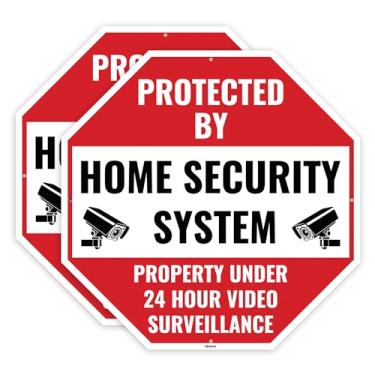 Imagem de 2 peças, 24 placas de segurança doméstica, 30,5 x 30,5 cm - alumínio - protegido por sinais de alarme de monitoramento de segurança doméstica para casa e quintal