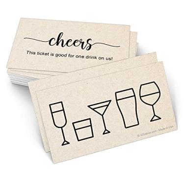 Imagem de 321Done Ticket Tan, 3,5 x 2 (pacote com 50) Feito nos EUA, Design Bonito de Coquetel Simples, Cupom de Bebida em Nós para Casamentos, Eventos Corporativos de Trabalho, Festas, Papel Grosso, Dupla Face e Aparência Rústica Kraft