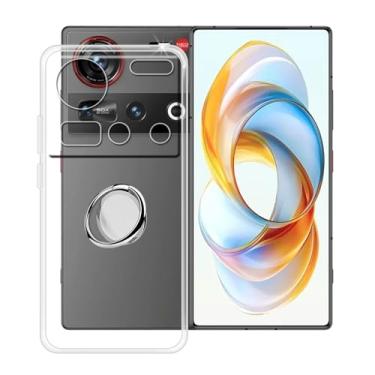 Imagem de HGJTFANY Capa de telefone para ZTE Nubia Z70 Ultra (6,85 polegadas), com rotação de 360 graus, suporte de anel de dedo de rotação de 360 graus, capa fina e transparente de silicone macio à prova de